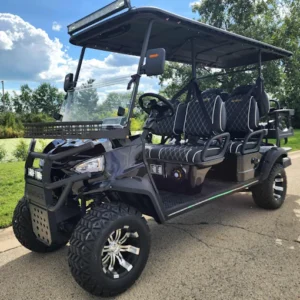 GSI - 6 Seater Limo Renegade V3 Electric Golf Cart Family Fun 72v 4000 Watt High Power Golf Cart - DARK GREY